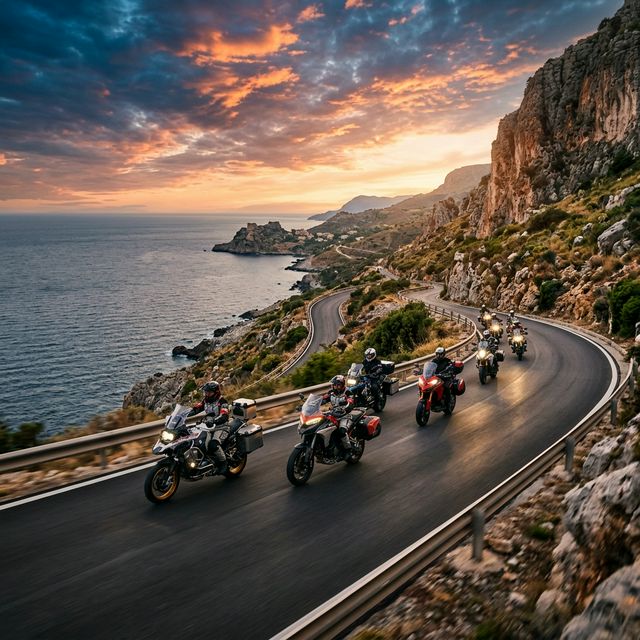 Motorcycle riders on coastal road